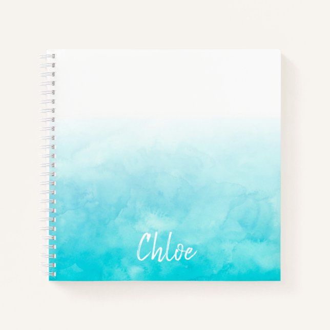 Aqua Ombre Personalised Notebook (Front)