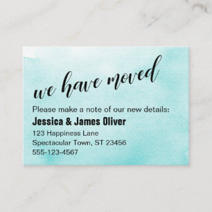 Aqua Ombre Watercolor We Have Moved Handout Card