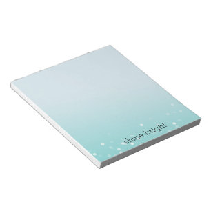 Aqua Ombre White Bokeh Confetti Dots Notepad