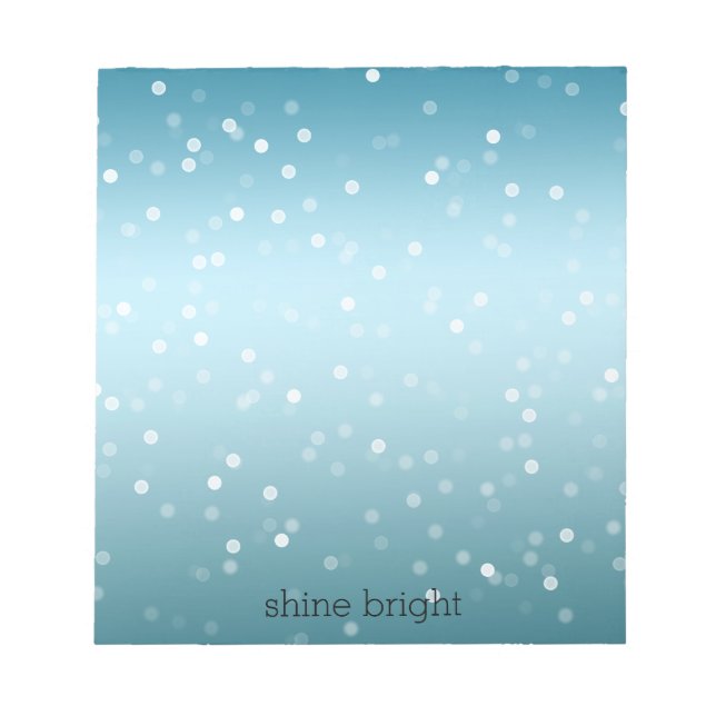 Aqua Ombre White Bokeh Confetti Notepad (Front)