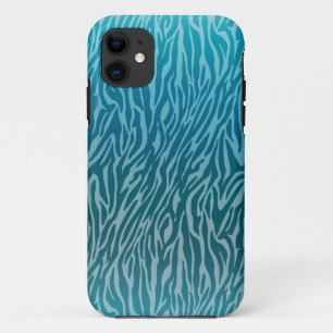 Aqua Ombre Zebra Print iPhone 11 Case
