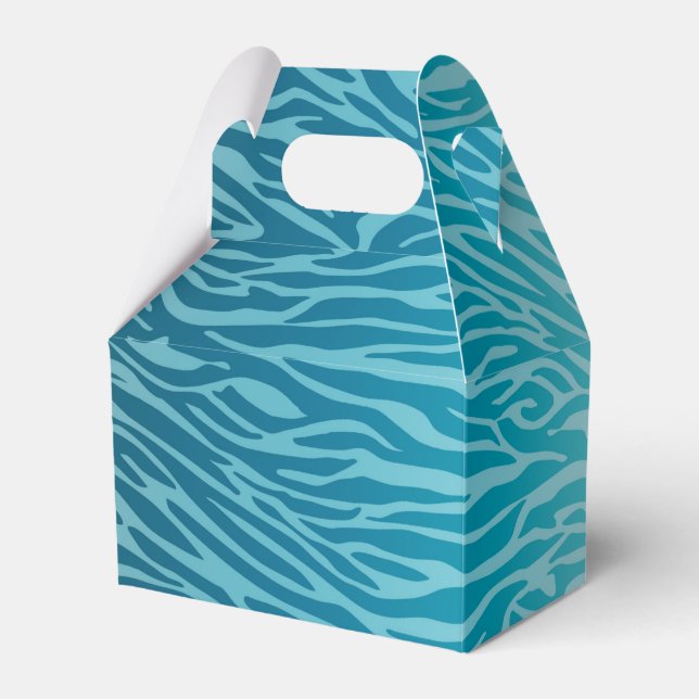 Aqua Ombre Zebra Print Favour Box (Front Side)