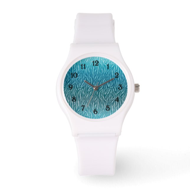 Aqua Ombre Zebra Print Watch (Front)