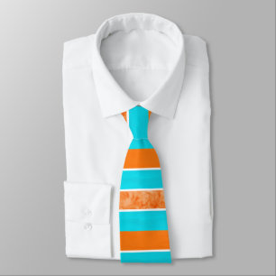 Aqua Orange Bold Stripes Tie