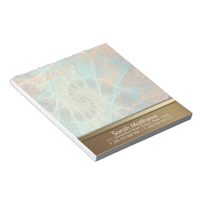 Aqua Orange Fractal Swirl Notepad (Angled)
