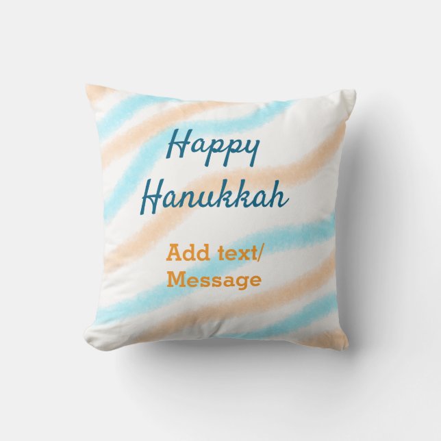 Aqua orange happy Hanukkah add name text message Cushion (Front)