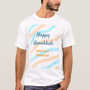 Aqua orange happy Hanukkah add name text message T-Shirt