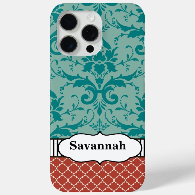 Aqua Orange Turquoise Moroccan Personalised iPhone Case-Mate iPhone Case (Back)