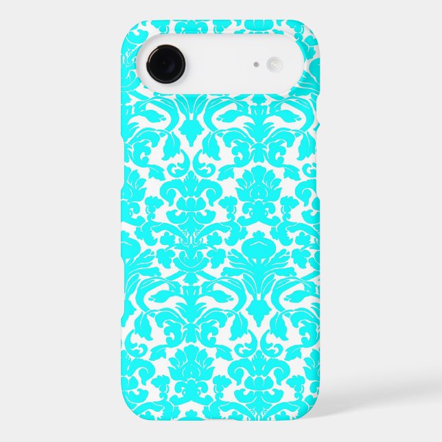 Aqua Ornate Floral Damask Pattern Case-Mate iPhone Case (Back)