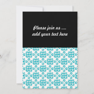 Aqua over White Damask Style Pattern Invitation