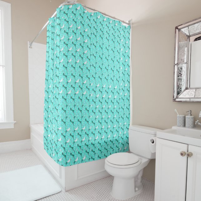 Aqua Overlay Scale  Shower Curtain (In Situ)