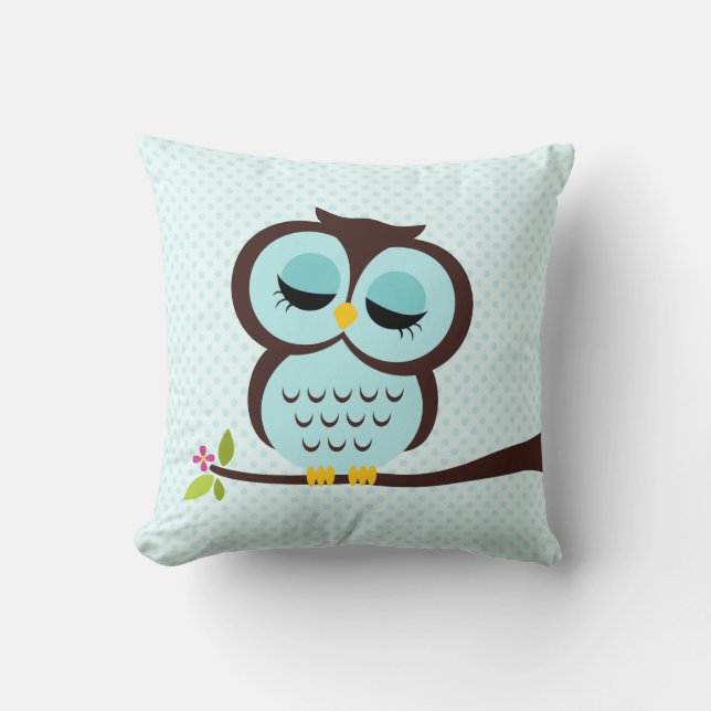 Aqua Owl Cushion (Front)