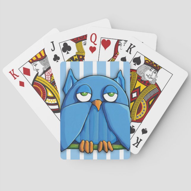Aqua Owl stripes Bicycle® Playing Cards (Back)