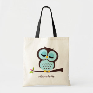 Aqua Owl Tote Bag