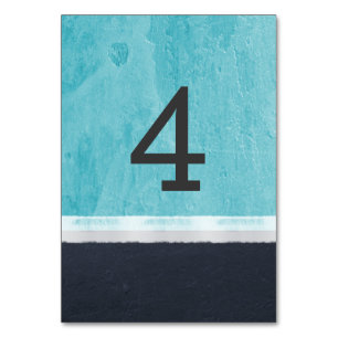 Aqua paint texture wedding table number