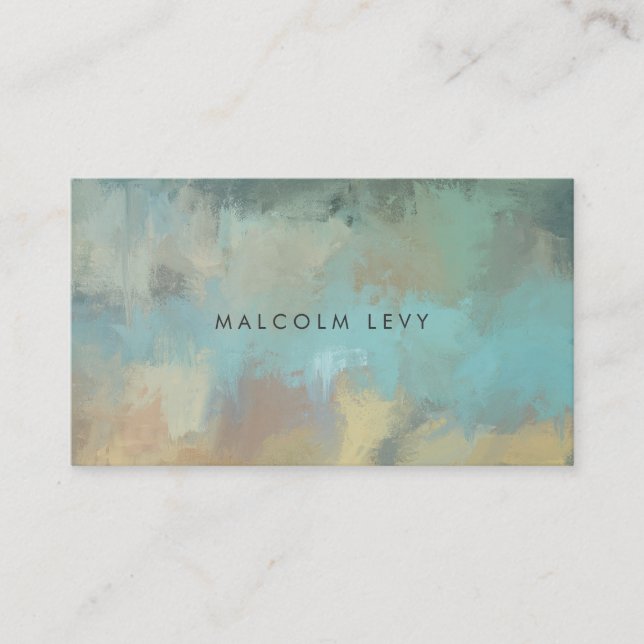 Aqua Painting Textured Distress Business Cards (Front)