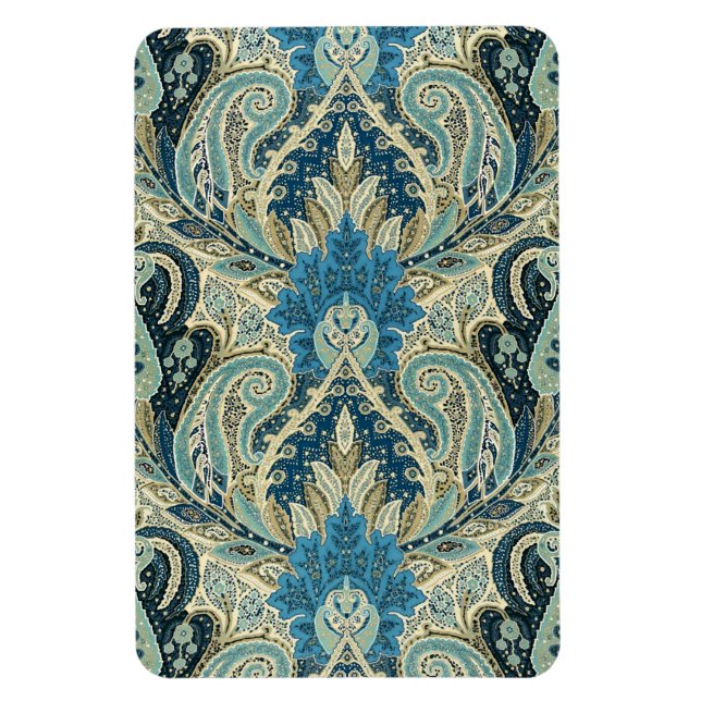 Aqua Paisley Fine Vintage Floral Pattern Magnet (Vertical)