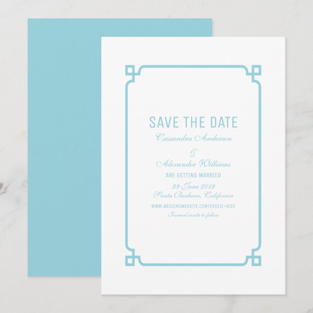 Aqua Paradise Deco Chic Save the Date Invite (Front/Back)