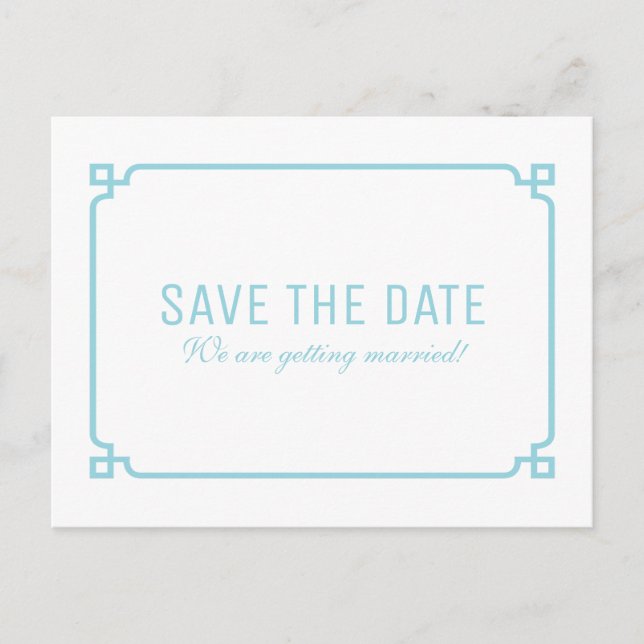 Aqua Paradise Deco Chic Save the Date Postcard (Front)