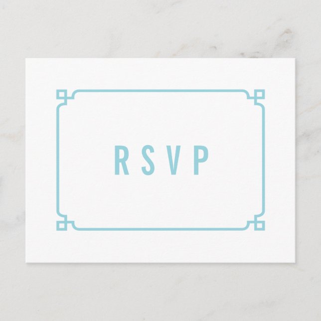 Aqua Paradise Deco Chic Wedding RSVP Postcard (Front)