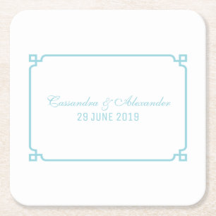 Aqua Paradise Deco Chic Wedding Square Paper Coaster