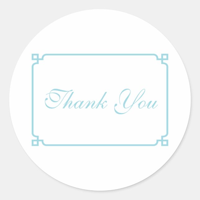 Aqua Paradise Deco Chic Wedding Thank You Classic Round Sticker (Front)