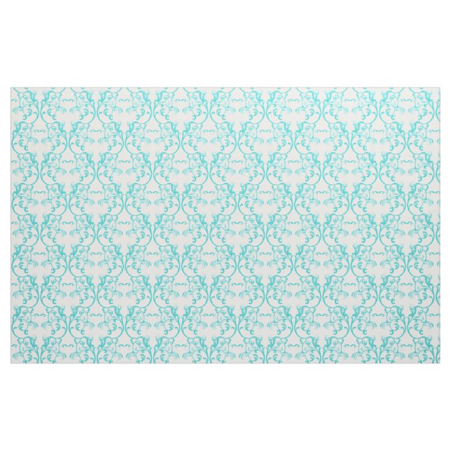 Aqua Parisian Damask Pattern Fabric (Fat Quarter)