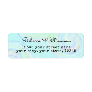 Aqua Pastel Swirl Return Address Label