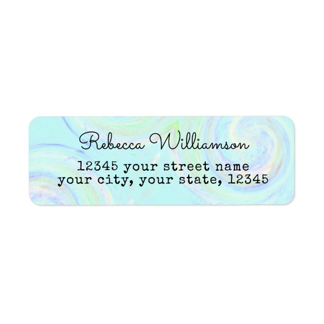 Aqua Pastel Swirl Return Address Label (Front)