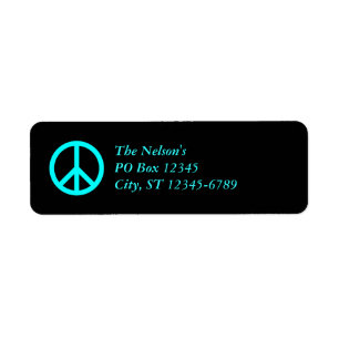 Aqua Peace Symbol, The Nelson'sPO Box 12345City... Return Address Label