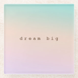 Aqua Peach Purple Pink Tie Dye Ombre personalised Glass Coaster