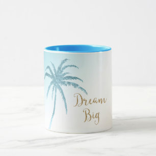  Aqua Peach White Palm Tree Gold Dream           Mug