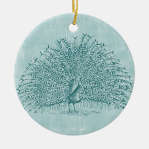 Aqua Peacock Ceramic Tree Decoration