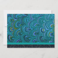 Aqua Peacock Feather Party Invitation