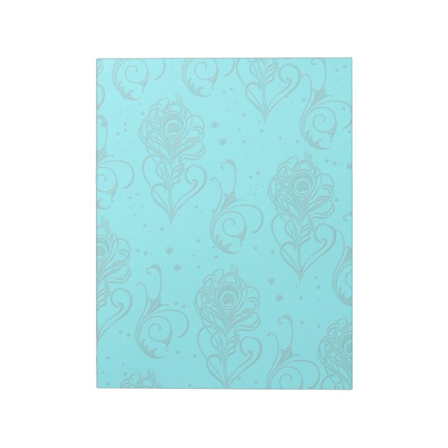 Aqua Peacock Feathers Notepad (Rotated)