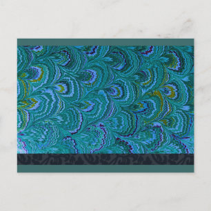 Aqua Peacock Feathers RSVP Invitation Postcard