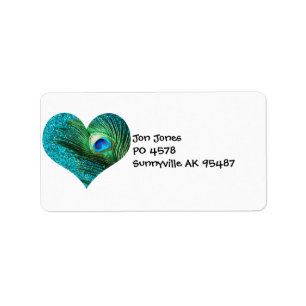 Aqua Peacock Heart Label