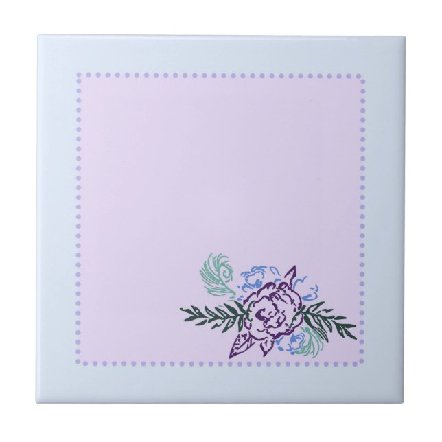 Aqua Peacock Roses Decorative Ceramic Tile (Front)