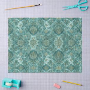 Aqua Pearlescent & Gold Mermaid Scale Pattern  Tissue Paper