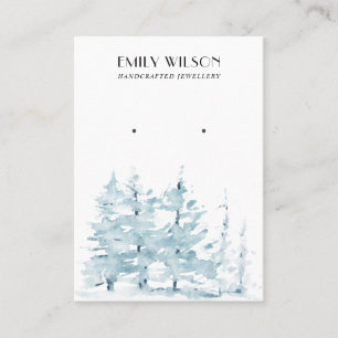 AQUA PINE TREE WINTER FOREST STUD EARRING DISPLAY BUSINESS CARD
