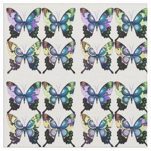 Aqua, Pink, and Yellow - Elegant Butterflies Fabric