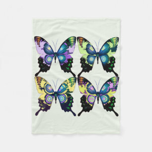 Aqua, Pink, and Yellow - Elegant Butterflies Fleece Blanket