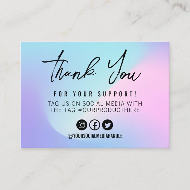 Aqua Pink Calligraphy Pastel Media Insert (Front)