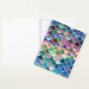 Aqua Pink Mermaid Glitter Scales- Mermaid Scales Planner