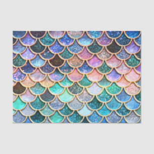 Aqua Pink Mermaid Glitter Scales- Mermaid Scales Tissue Paper