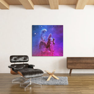 Aqua Pink Ombre Pillars of Creation Large Square Canvas Print