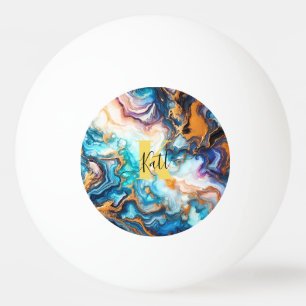 Aqua Pink Purple Golden Custom Modern Monogram Ping Pong Ball