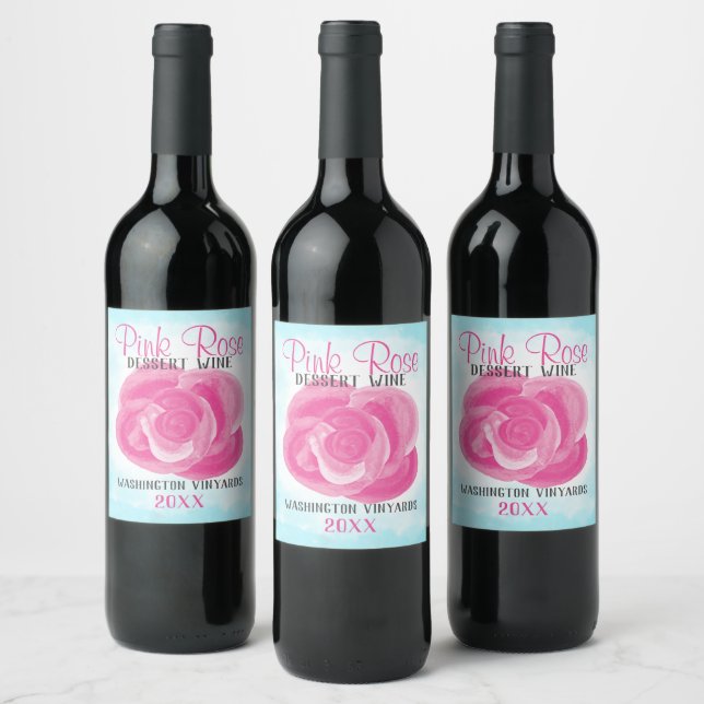 Aqua, Pink Rose Bottle or Package Label (Bottles)