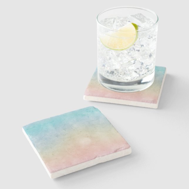 Aqua Pink Tie dye Stone Coaster (Side)