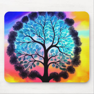 Aqua Pink Tree of Life Mousepad